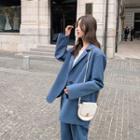 Set: Plain Blazer + Straight-fit Pants