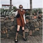 Long-sleeve Mock-neck Top / Cap-sleeve Mini Polo Dress