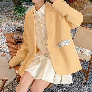 Leopard Panel Single Breasted Blazer