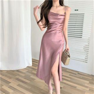 Plain Slim-fit Sleeveless Dress As Shown In Figure - One Size