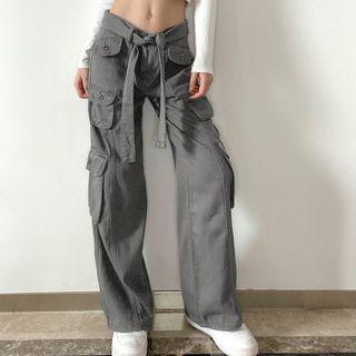 Low Rise Wide Leg Cargo Pants