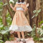 Floral Print Frill-trim Midi A-line Skirt