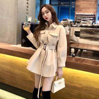 Tie-waist Single-breasted Coat