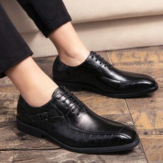 Square-toe Belted Faux-leather Dress Shoes