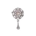 Elegant And Luxurious Geometric Pattern Cubic Zirconia Brooch With Imitation Pearls Silver - One Size