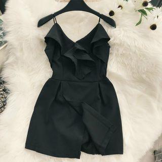 V-neck Ruffle Trim Playsuit