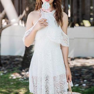 Lace Cut Out Shoulder Swimdress
