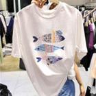 Short-sleeve Sequined Fish T-shirt