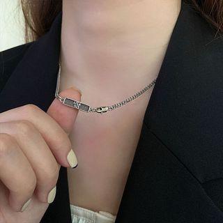 Bar Pendant Alloy Choker Xl1355 - Silver - One Size