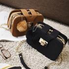 Faux-suede Kiss-lock Cross Bag