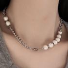 Bead Stainless Steel Necklace Silver - One Size