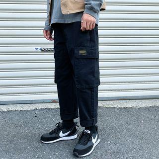 High-waist Applique Cargo Pants
