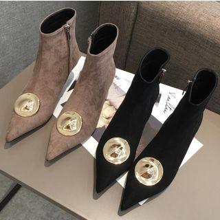 Pointy Toe Metal Detail Ankle Boots