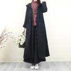 Hooded Frog-button A-line Coat