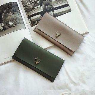 Deer Accent Faux Leather Long Wallet
