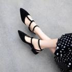 Genuine Suede Pointed Low-heel Sandals
