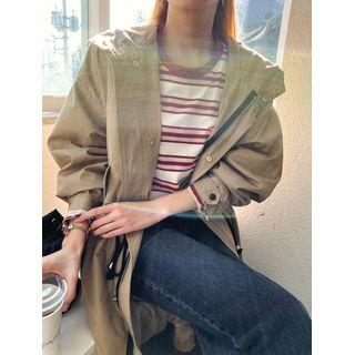 Hooded Drawstring Safari Coat