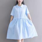 Short-sleeve Midi A-line Shirt Dress