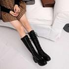 Block Heel Lace-up Knee-high Boots