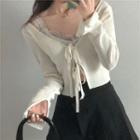 Tie-front Cardigan / Padded Lace Camisole