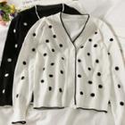 Contrasted Dotted Cardigan
