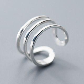 925 Sterling Silver Layered Open Ring S925 Silver - Ring - One Size