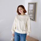 Faux-pearl Embroidered Sweatshirt