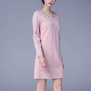 Embellished Long-sleeve A-line Dress