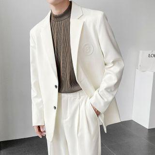 Two Button Plain Embossed Blazer