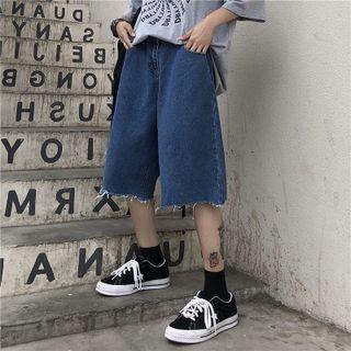High-waist Straight Leg Denim Shorts