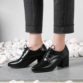 Block-heel Lace Up Oxford Pumps