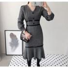 Half-placket Lace-trim Long Mermaid Dress