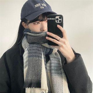 Plaid Scarf Plaid - Blue - One Size
