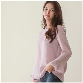 Frilled-sleeve A-line Top
