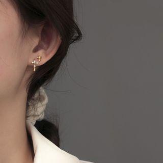 Rhinestone Cross Sterling Silver Earring