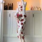 Spaghetti Strap Floral Print Midi Bodycon Dress / Ribbed Lightweight Cardigan