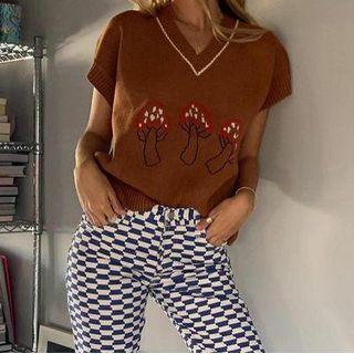Mushroom Graphic Knit Vest