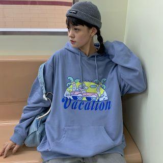 Long-sleeve Car Print Hoodie
