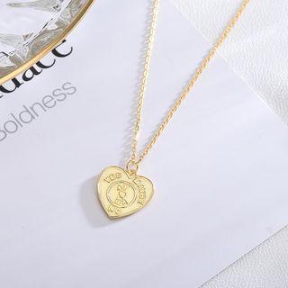 925 Sterling Heart Necklace Ns277 - Gold - One Size
