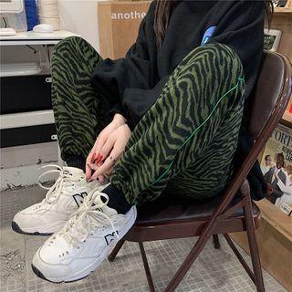 Drawstring Zebra Print Jogger Pants