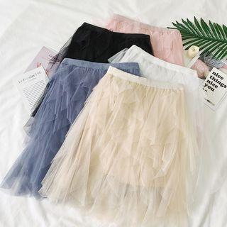 High-waist Sheer Pleated Midi Skirt