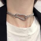 Stainless Steel Chain Choker Silver - One Size
