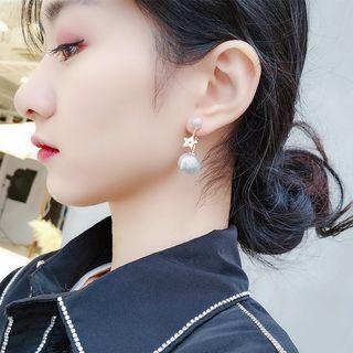 Star Faux Pearl Ear Jacket E1879 - 1 Pair - Silver Needle - Star - Gold - One Size