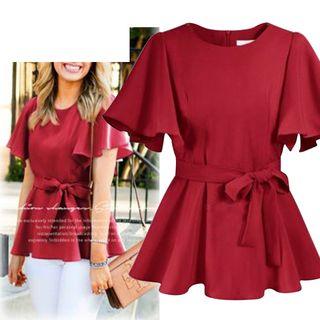 Tie-waist Short-sleeve Blouse