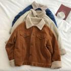 Collared Fleece-lined Corduroy Jacket