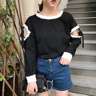 Contrast Trim Cutout Sweatshirt