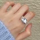 Heart Faux Crystal Ring 0946a - Silver - One Size