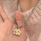 Flower Pendant Alloy Necklace Necklace - Flower - Gold & Silver - One Size