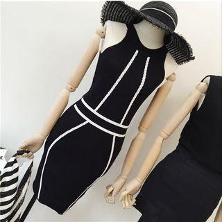 Sleeveless Contrast Trim Sheath Dress