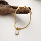 Faux Pearl Bracelet Bracelet - Shell - Gold - One Size